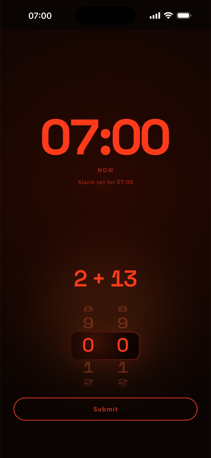 Flint asking for the answer to two plus thirteen before the alarm will stop.